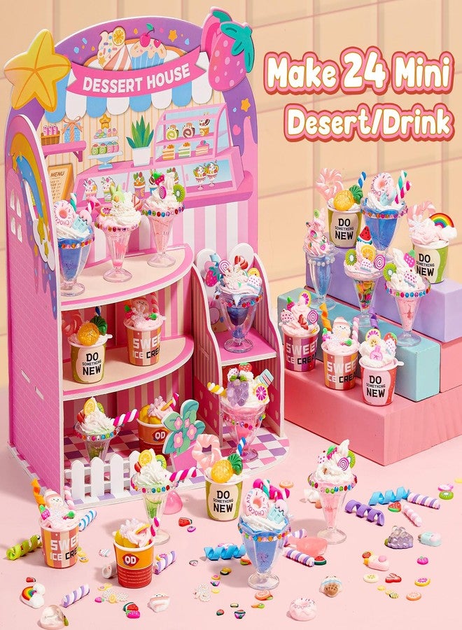 Cleboen Mini Dessert House DIY Toy Set, Making 24 Miniature Food Desserts, Resin & Clay Kitchen Play Food DIY Craft Kit for Kids Aged 8+, Ideal Girls Gift for Birthday Christmas, Not Edible - Image 3